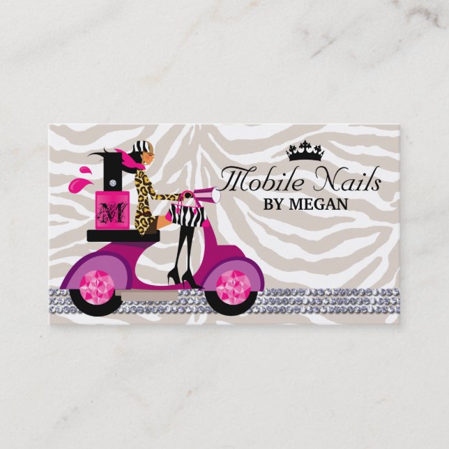 Tarjeta De Visita Nail Salon Scooter Chica Fashion Business Card (Anverso)