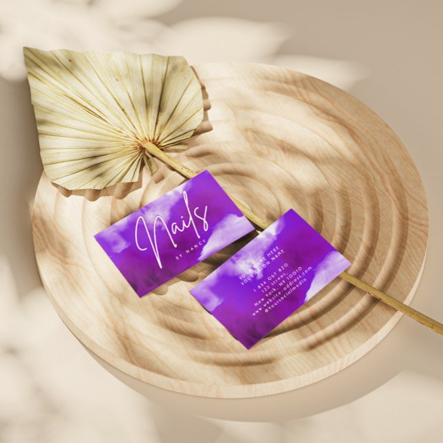 Tarjeta De Visita Nail Tech, artista de nailales morado y neón (Subido por el creador)