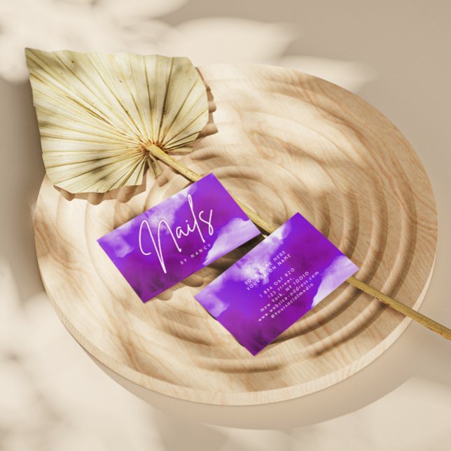 Tarjeta De Visita Nail Tech, artista de nailales morado y neón (Subido por el creador)