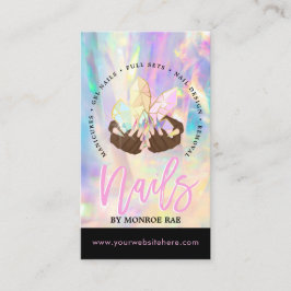 Tarjeta De Visita Nail Tech Crystal Holographic Nail Shop Business