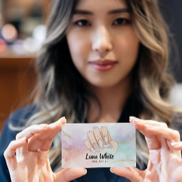 Tarjeta De Visita Nail Tech Manicure Watercolor