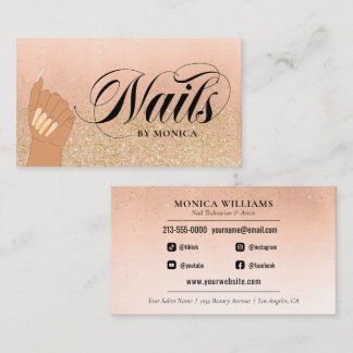 Tarjeta De Visita Nail Tech Manicurist Golden Glam Salon