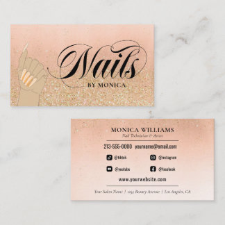 Tarjeta De Visita Nail Tech Manicurist Golden Glam Salon Business