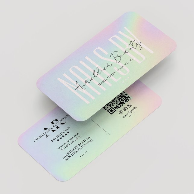 Tarjeta De Visita Nail Tech Manicurista Artista Holográfico Moderno (Nail Tech Manicurist Artist Holographic Modern Business Card
)
