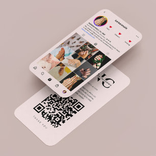 Tarjeta De Visita Nail Tech Manicurista luz rosa Instagram moderno