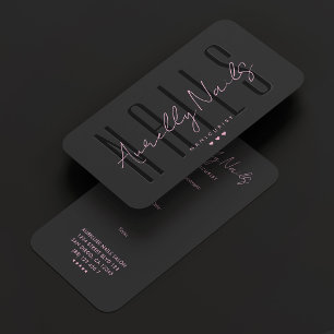 Tarjeta De Visita Nail Tech Manicurista Nombramiento de Rosa Negro