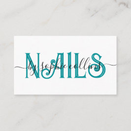 Tarjeta De Visita Nail Tech Nail Art Verde azulado