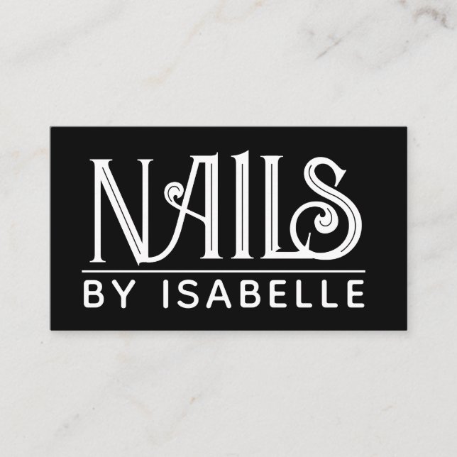 Tarjeta De Visita Nail Tech Nail Artista Gold Black Business Card (Anverso)