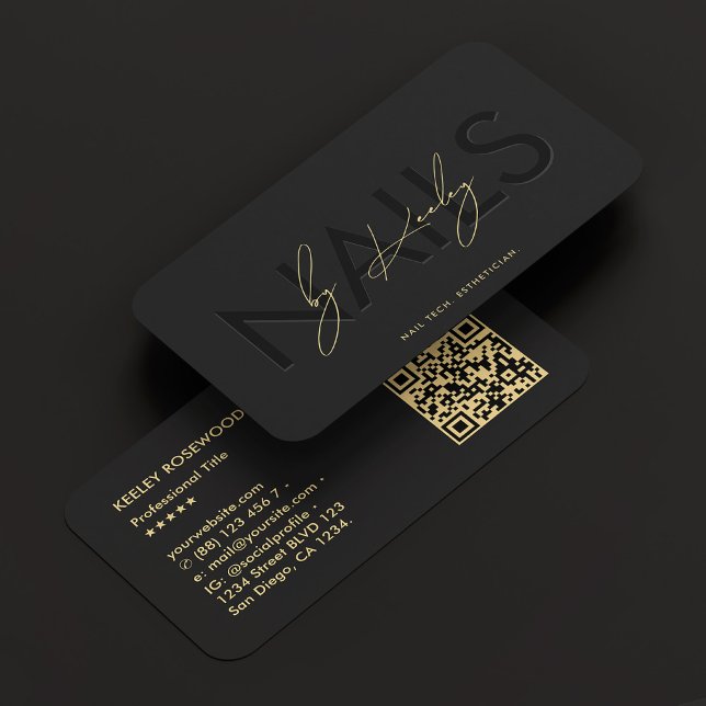 Tarjeta De Visita Nail Tech Nail Artista Manicurista Negro Moderno (Nail Tech Nail Artist Manicurist Black Modern Business Card
)