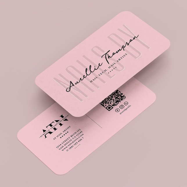 Tarjeta De Visita Nail Tech Nail Artista Pastel Pink Moderno (Nail Tech Nail Artist Pastel Pink Modern Business Card
)