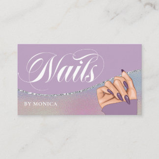 Tarjeta De Visita Nail Tech, Nail Salon Purple Elegant