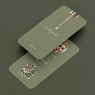 Tarjeta De Visita Nail Tech Nail Salon Sage Minimal