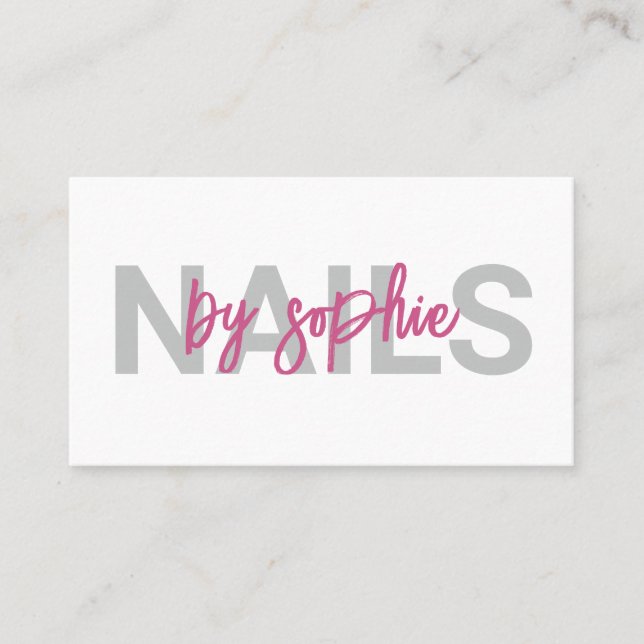 Tarjeta De Visita Nail Tech Pink White (Anverso)