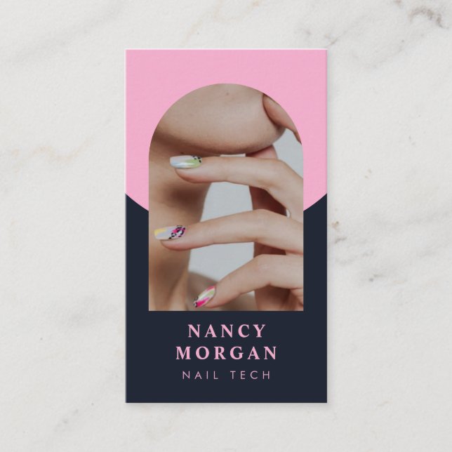 Tarjeta De Visita Nail Tech Qr Code Photo  (Anverso)