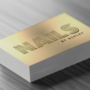 Tarjeta De Visita Nail Tech Salon Gold Profesional Moderno