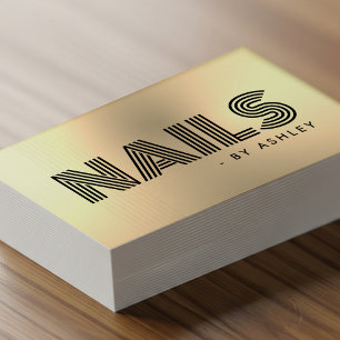 Tarjeta De Visita Nail Tech Salon Gold Profesional Moderno