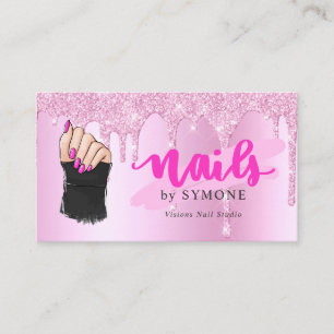 Tarjeta De Visita Nail Tech Salon Purpurina de perforación de diama