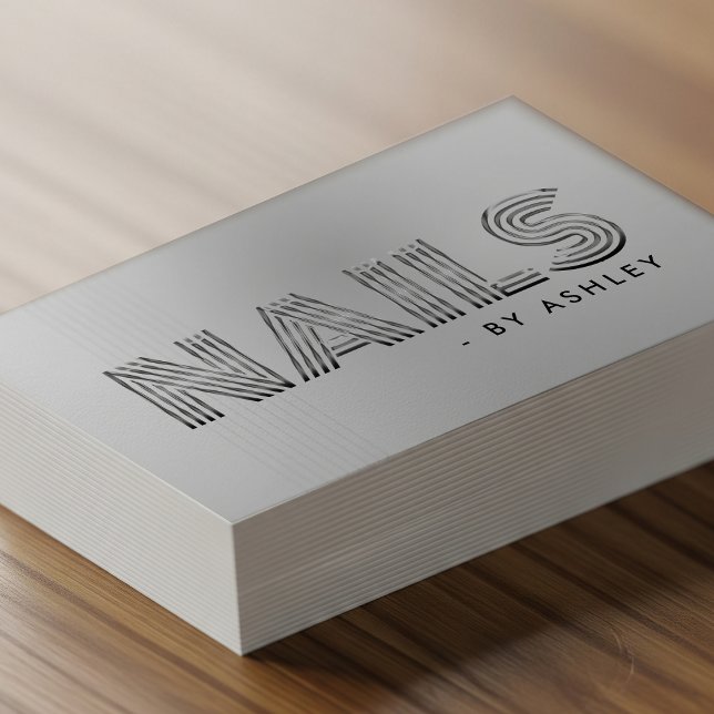 Tarjeta De Visita Nail Tech Salon Silver Profesional Moderno (Nail Tech Salon Silver Modern Professional Business Card
)