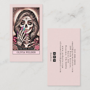 Tarjeta De Visita Nail Tech Tarot Card Bush Pink Business Card