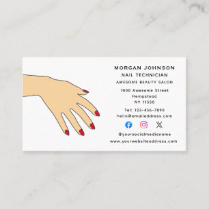 Tarjeta De Visita Nail Techician Manicure Beauty Salon Social Media