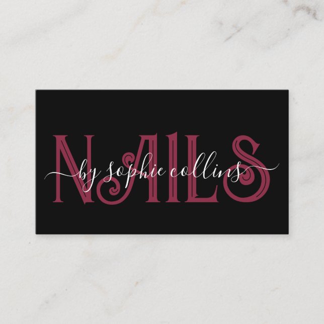 Tarjeta De Visita Nail Technician Art Terracotta On Black (Anverso)