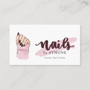 Tarjeta De Visita Nail Technician Beauty Salon Rubor Pink Burgundy