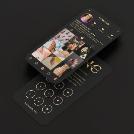 Tarjeta De Visita Nail Technician Black Instagram Loyalty Card