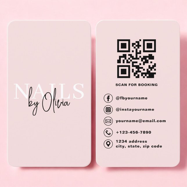 Tarjeta De Visita Nail Technician Business Card with QR Code (Subido por el creador)