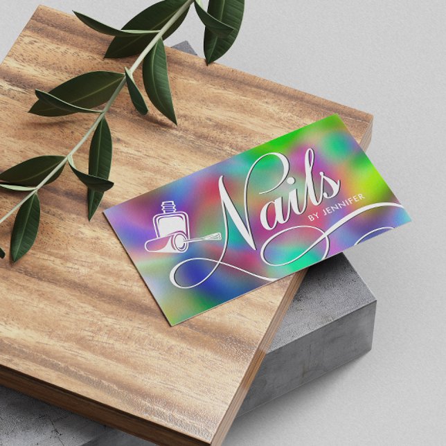 Tarjeta De Visita Nail Technician Holographic QR (Subido por el creador)