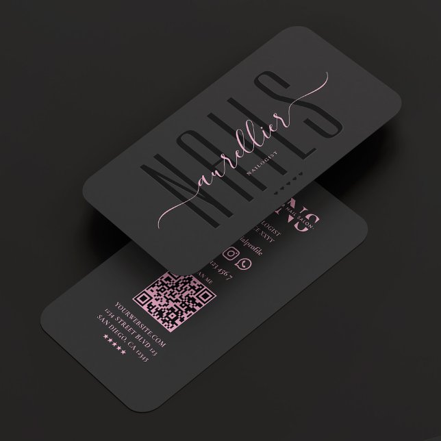 Tarjeta De Visita Nail Technician Manicurist Aesthetic Pink Black (Nail Technician Manicurist Aesthetic Pink Black Business Card
)