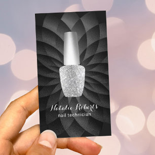 Tarjeta De Visita Nail Technician Manicurist Black Spiral Salon SPA