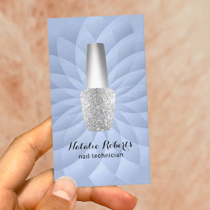 Tarjeta De Visita Nail Technician Manicurist Blue Spiral Salon SPA