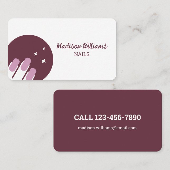 Tarjeta De Visita Nail Technician Manicurist Business Card (Anverso / Reverso)