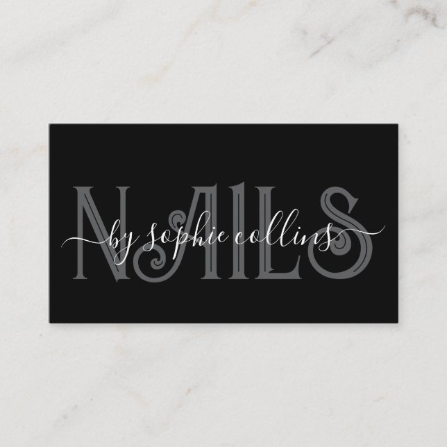 Tarjeta De Visita Nail Technician Nail Art Black (Anverso)