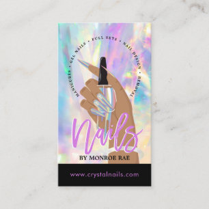 Tarjeta De Visita Nail Technician Nail Salon Artista Holographic