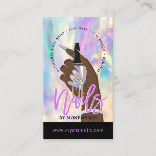 Tarjeta De Visita Nail Technician Nail Salon Holographic 