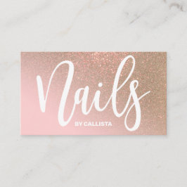 Tarjeta De Visita Nail Technician Pink Gold Purpurina Typography