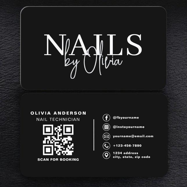 Tarjeta De Visita Nail Technician QR Code Modern (Subido por el creador)