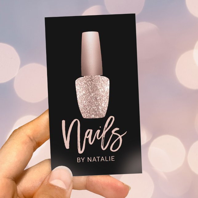 Tarjeta De Visita Nail Technician Rosa Botella de Oro Manicurista Sa (Subido por el creador)