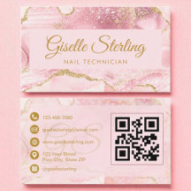 Nail Technician Rubor Pink Gold Agate QR Code