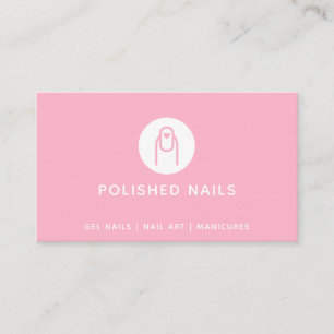 Tarjeta De Visita Nail Technician Salon Heart Nail Art Pink