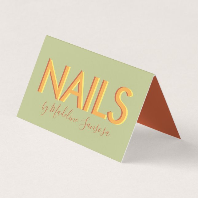 Tarjeta De Visita Nail Technist Naranja Triple Lettering Business C (Anverso)