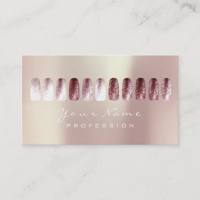 Tarjeta De Visita Nails Art Beauty Studio Purpurina Red BeanPearly (Anverso)