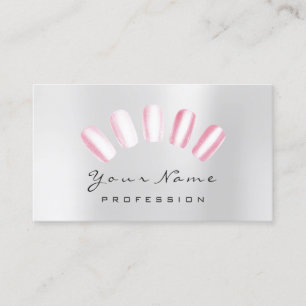 Tarjeta De Visita Nails Art Candy Gris Rosa Manicura Pedicura