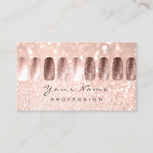 Tarjeta De Visita Nails Art Manicour Purpurina Skinny Rosa
