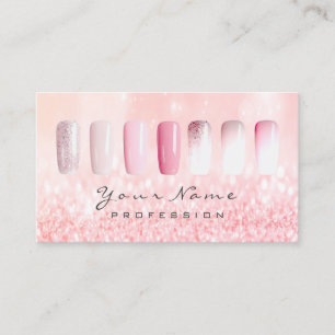 Tarjeta De Visita Nails Art Purpurina Glam Metálico Rosa Rosa Lux Gl