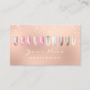 Tarjeta De Visita Nails Art Purpurina Glam Pink Rose Sparkeach