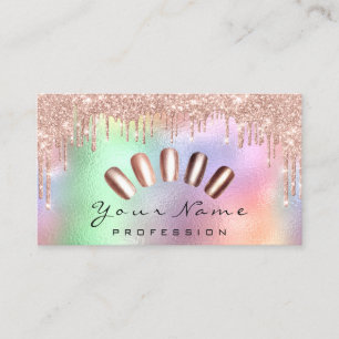Tarjeta De Visita Nails Art Purpurina Holographic Manicure Drips