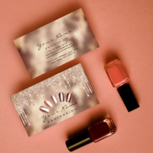 Tarjeta De Visita Nails Art Purpurina Skinny Rosa Manicure Drits