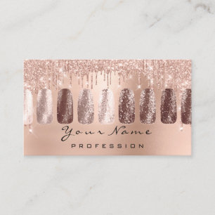 Tarjeta De Visita Nails Art Purpurina Skinny Rosa Manicure Makeup